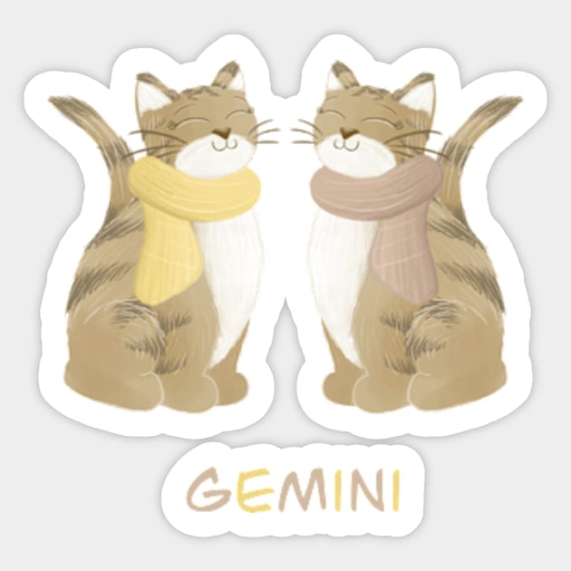 Gemini cat zodiac sign Sticker by AbbyCatAtelier